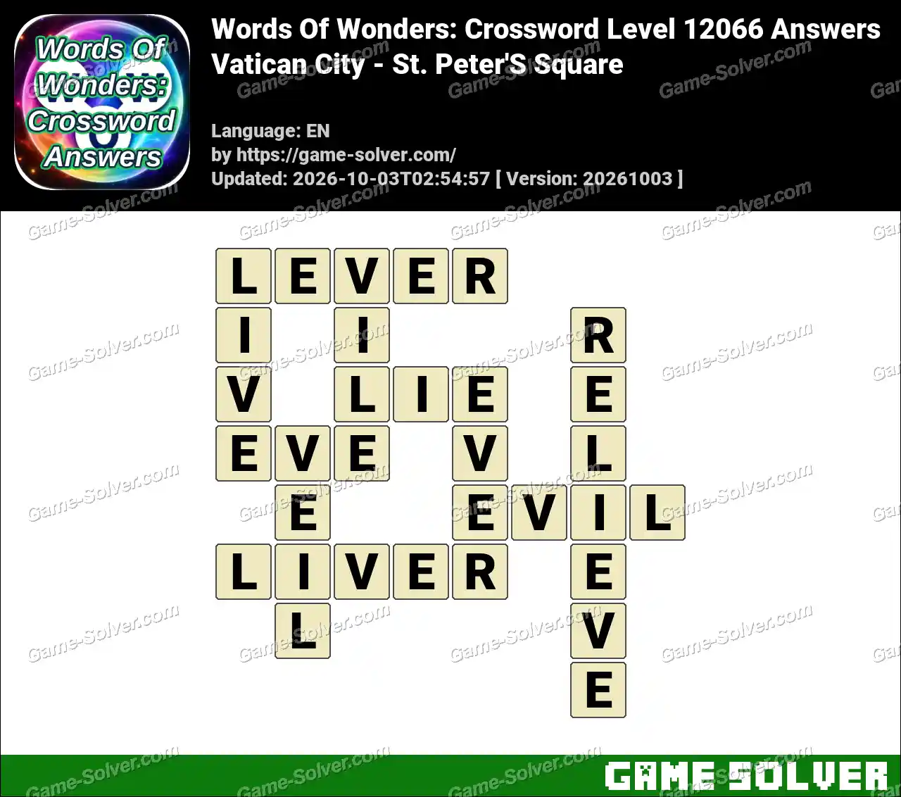 Words Of Wonders: Crossword Level 12066 Answers – Vatican City – St. Peter’S Square
